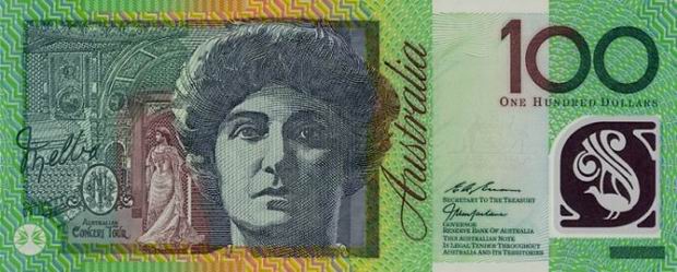 Купюра номиналом 100 австралийских долларов, лицевая сторона